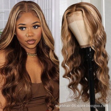 Full Lace Wig 150% Density Color Ombre Wigs #27/#613 Brazilian Remy Piano Color Human Hair Lace Front Wig 8"-30"